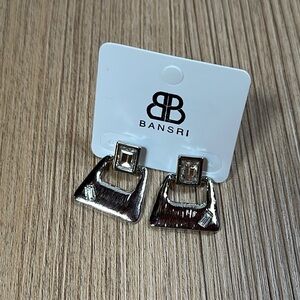 BANSRI Silver Geometric Earrings